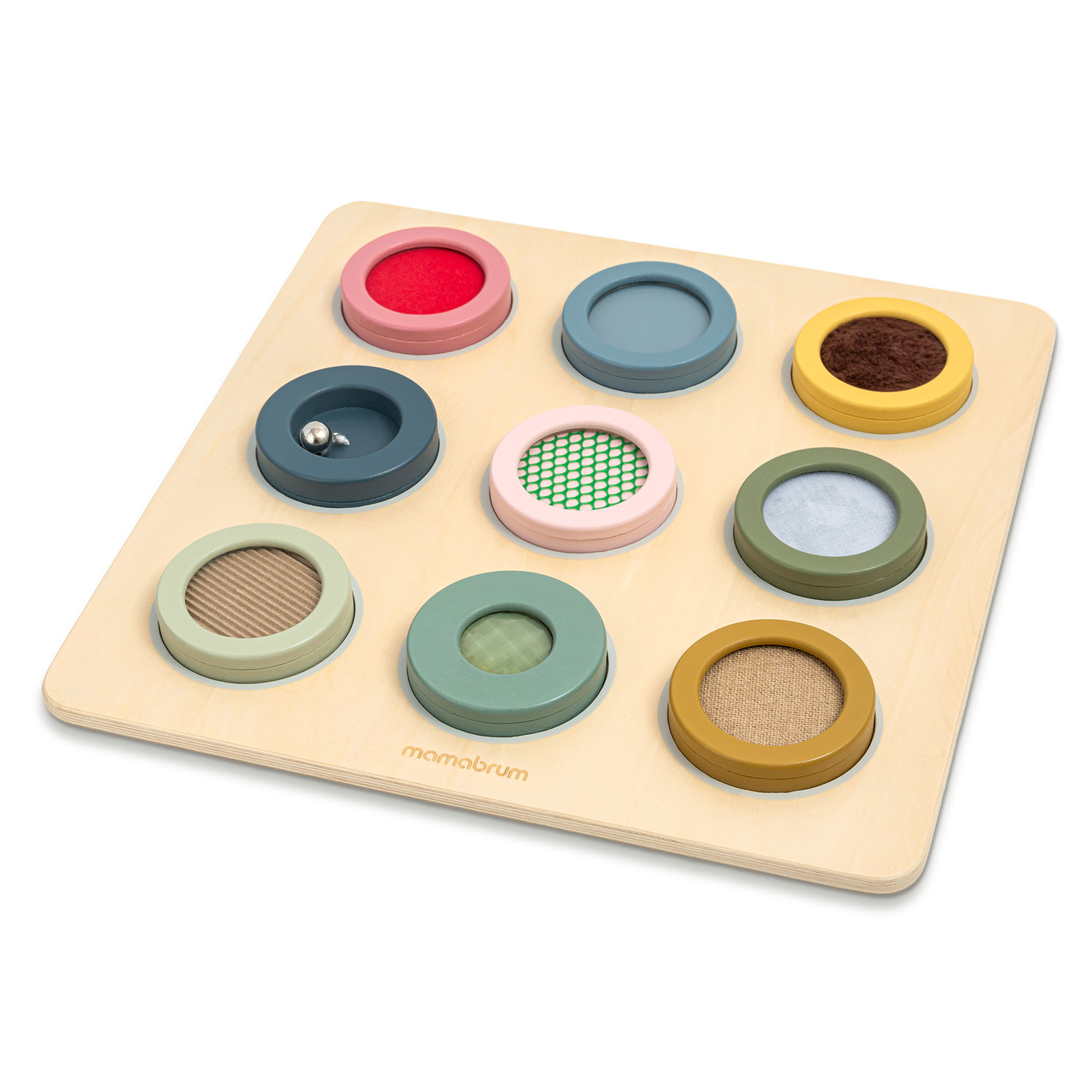 Дървена сензорна дъска Монтесори – 9 текстури за откриване и развитие на чувството за допир