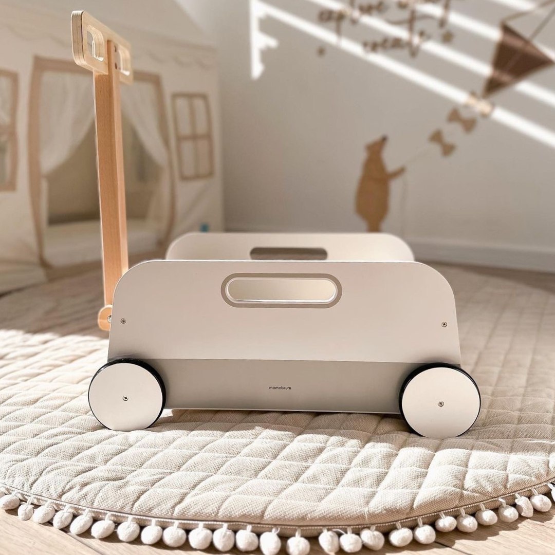 Дървена количка за играчки - ремарке за теглене