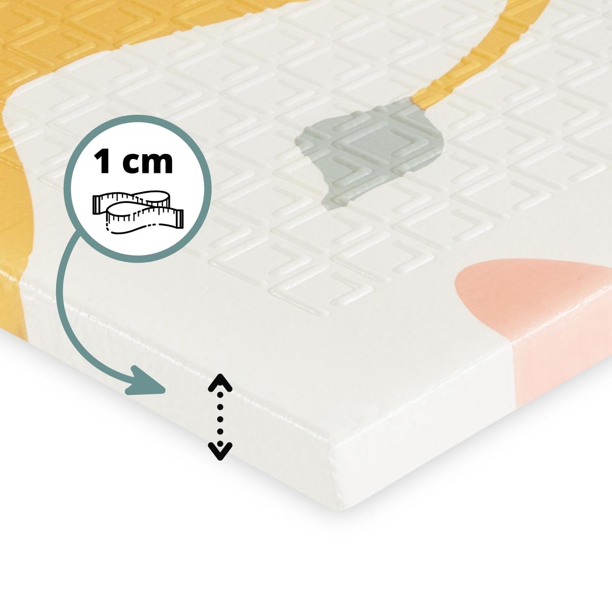 Двустранна сгъваема постелка от пяна 180 x 120 x 1cm - Екзотични слонове/нежно сиво