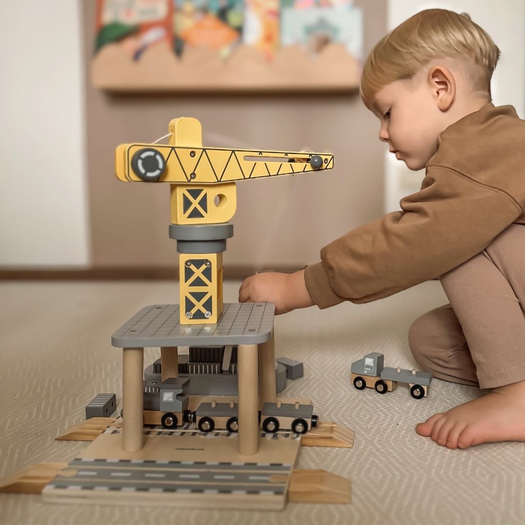 Мобилен пристанищен кран с магнитна лебедка и аксесоари - дървен комплект