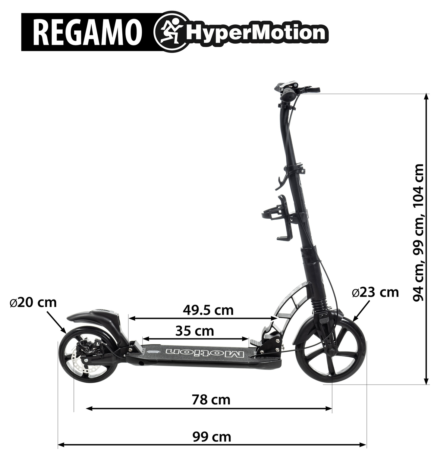 Скутер за възрастни HyperMotion REGAMO - черен