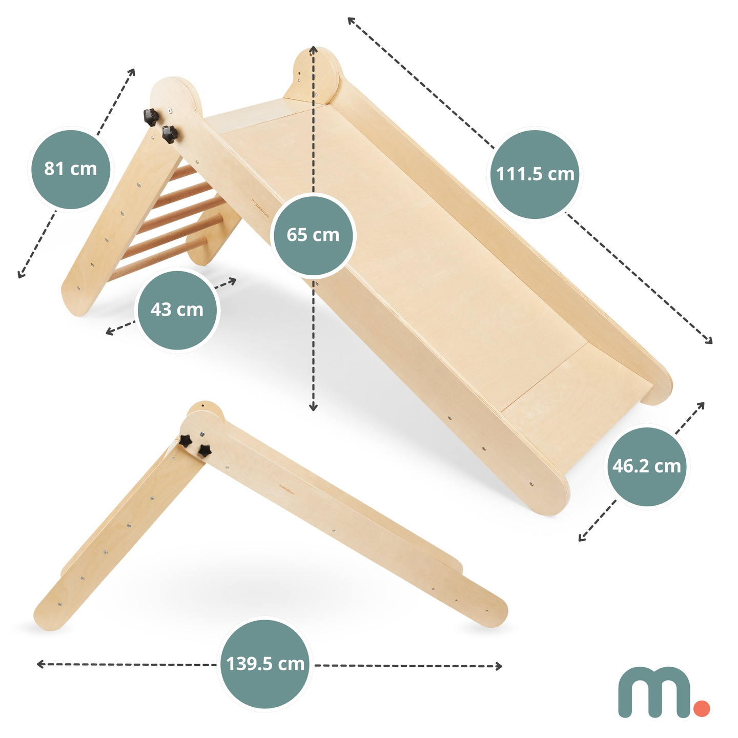 Дървена пързалка със стълба за деца