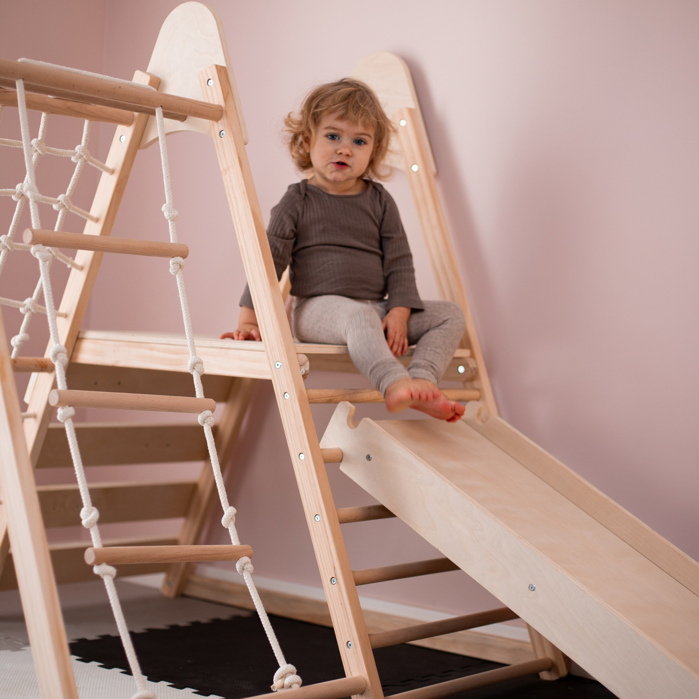 Дървена домашна детска площадка XL 5в1