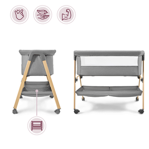 Бебешко креватче, свободностоящо, кошара за пътуване, люлка с матрак - сиво