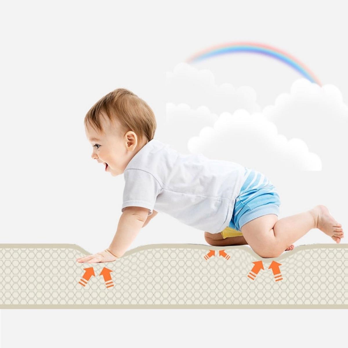 Двустранна сгъваема постелка от пяна 180 x 120 x 1cm - Екзотични слонове/нежно сиво