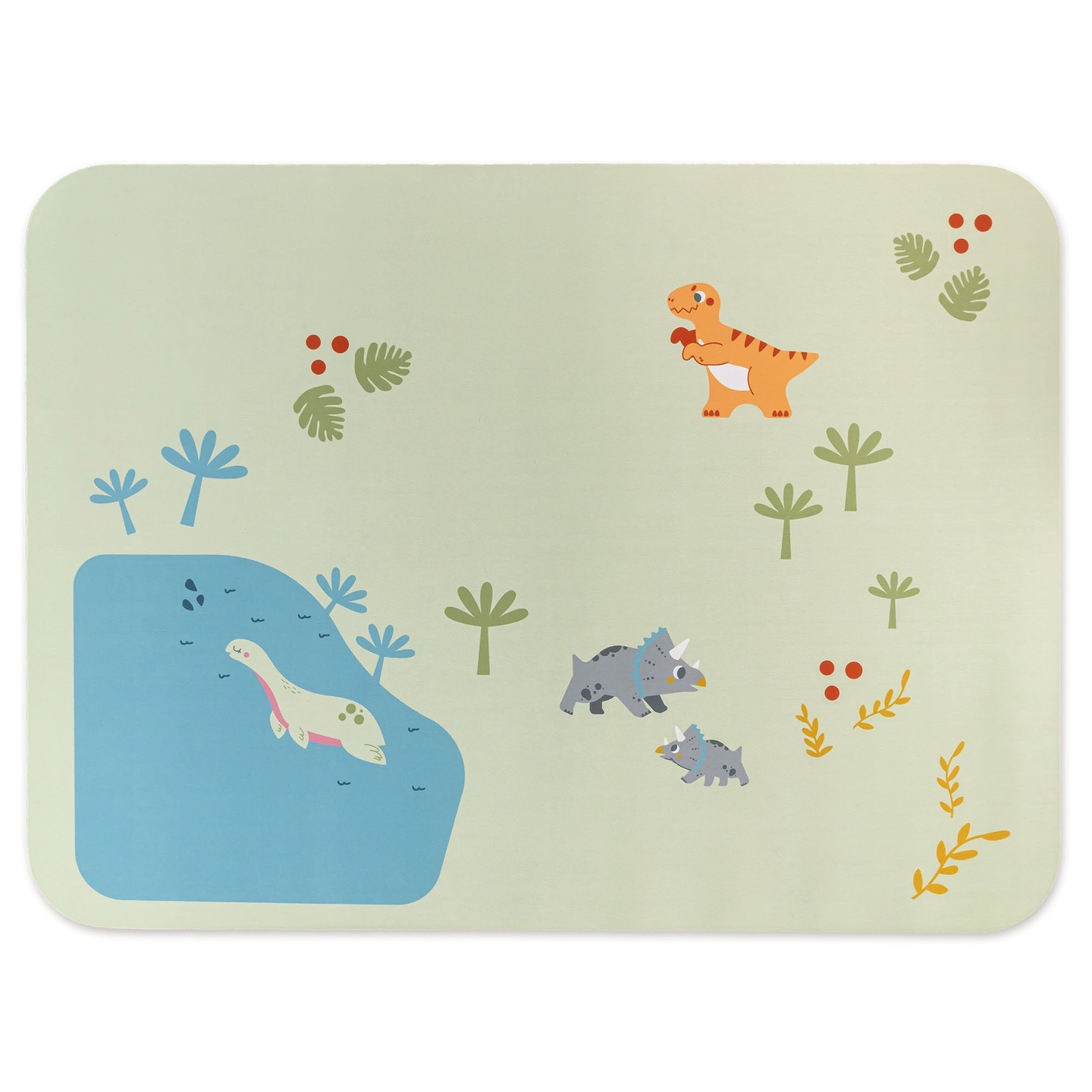 Дървено влакче Дино Парк с противоплъзгаща постелка - динозаври, влакче, релси, вулкан, камбана