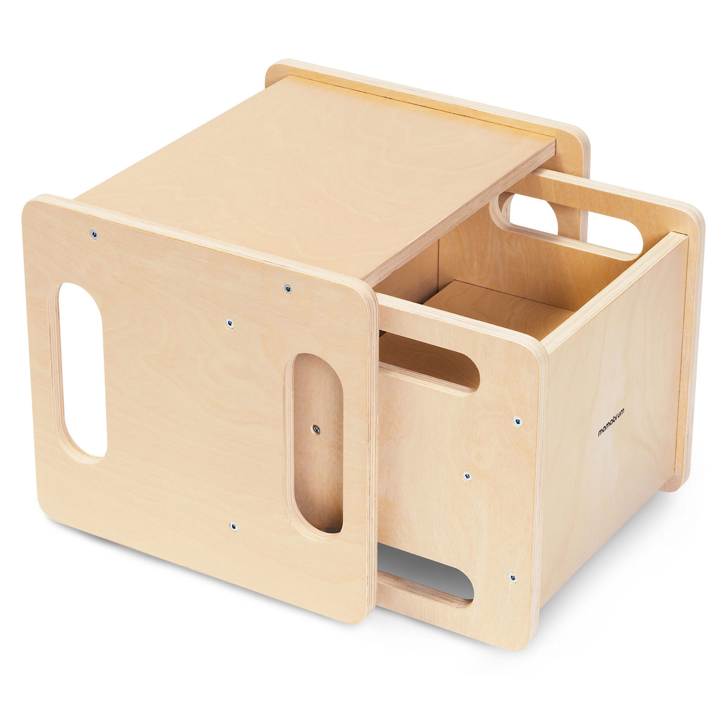 Дървена маса и стол с функция за стъпване – многофункционален комплект Монтесори за деца