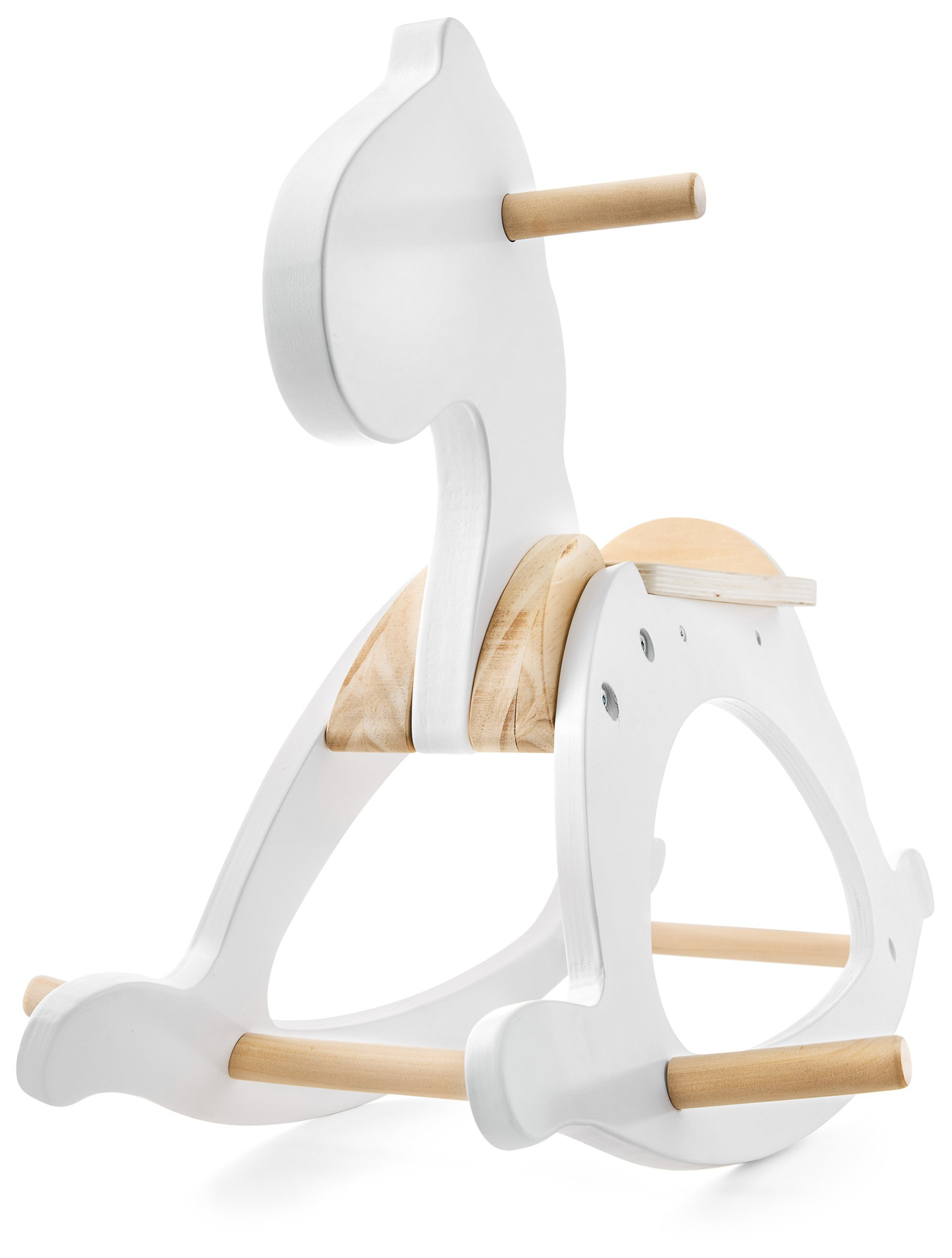 Дървено люлеещо се конче - бяло - от 12 месеца.
