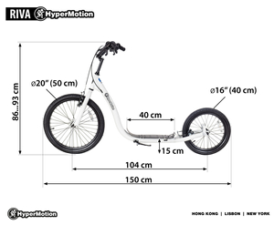 Градски скутер HyperMotion RIVA с надуваеми колела 50 и 40 см