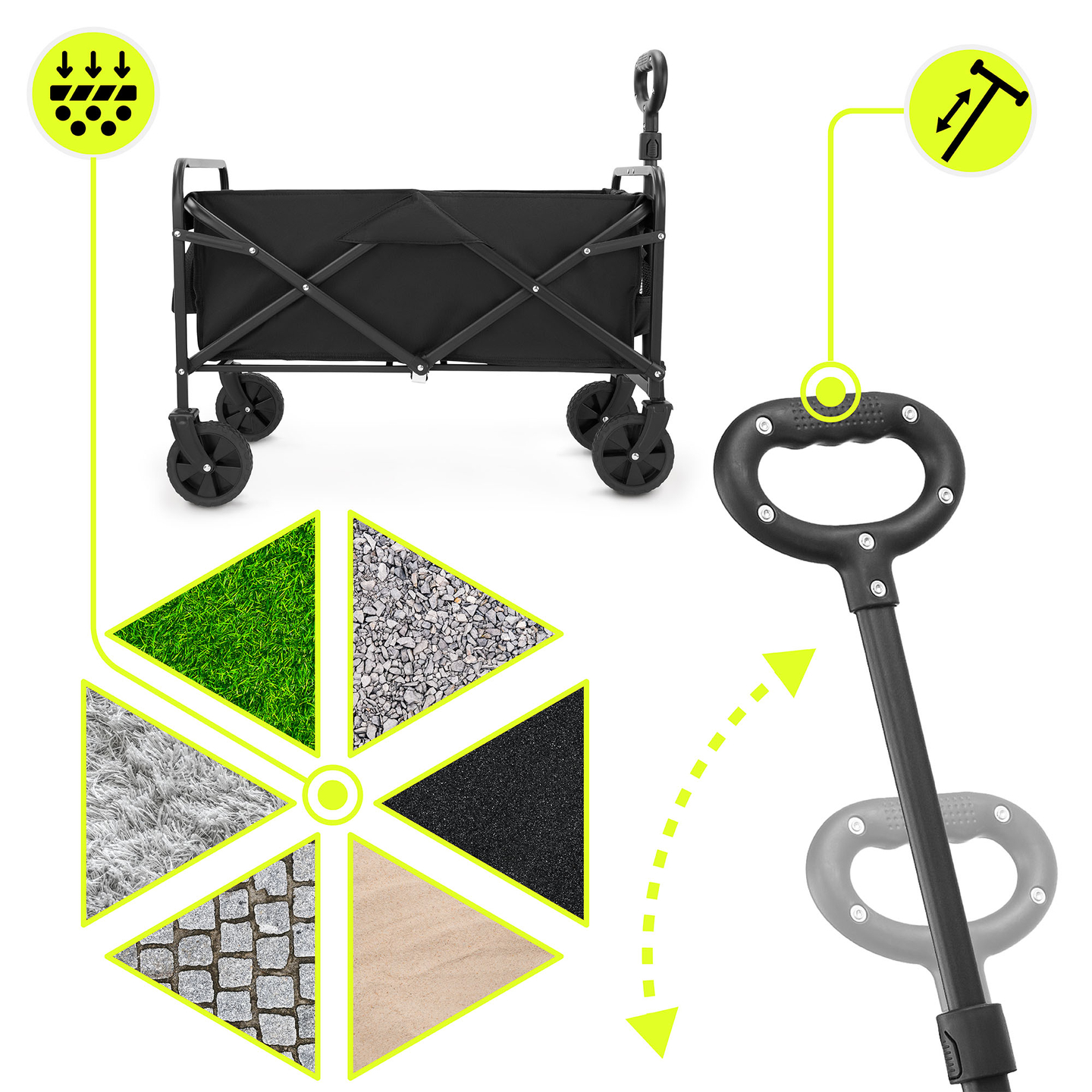 Сгъваема плажна инвалидна количка HyperMotion - черна, 80 кг