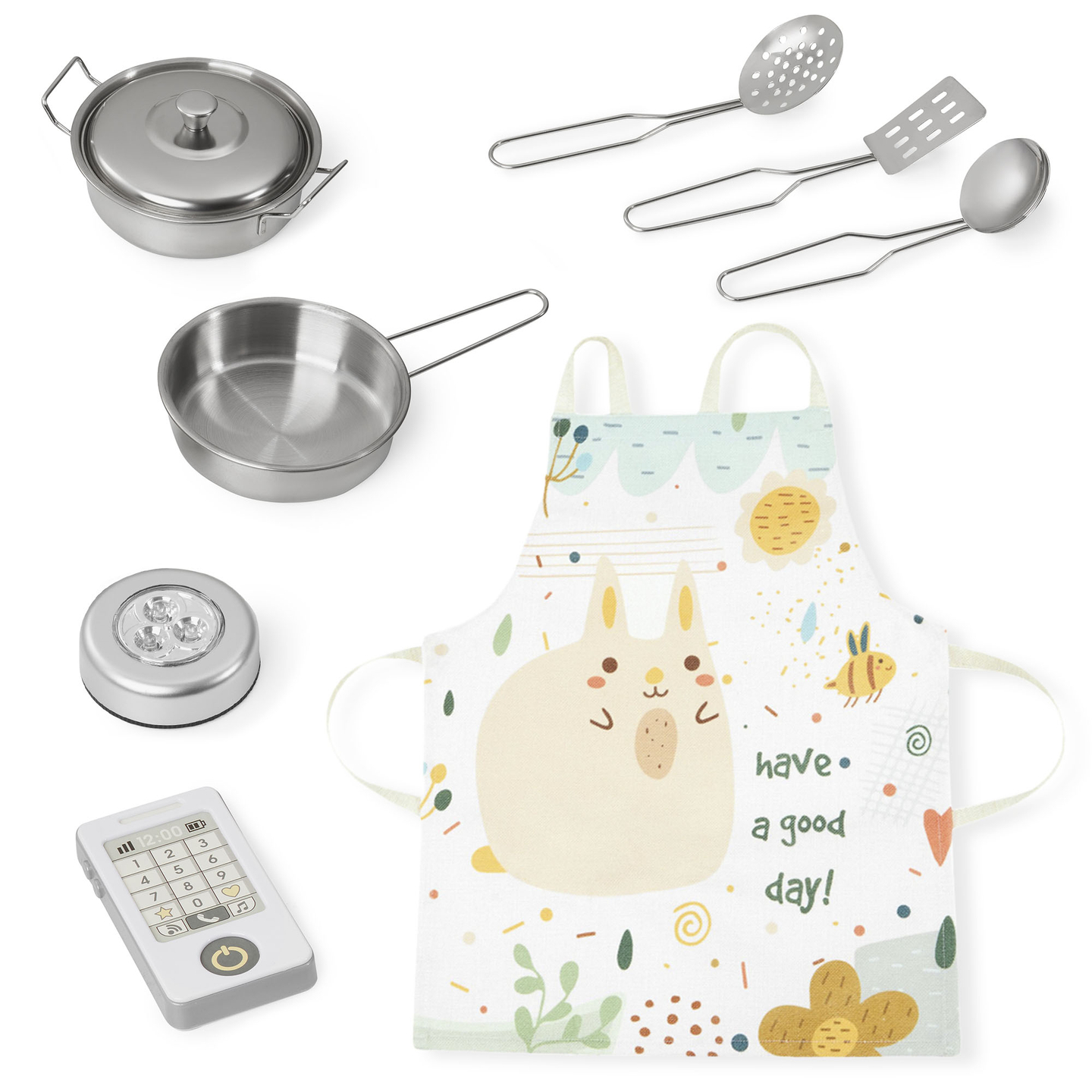 XXL дървена кухня с LED осветление, престилка и аксесоари