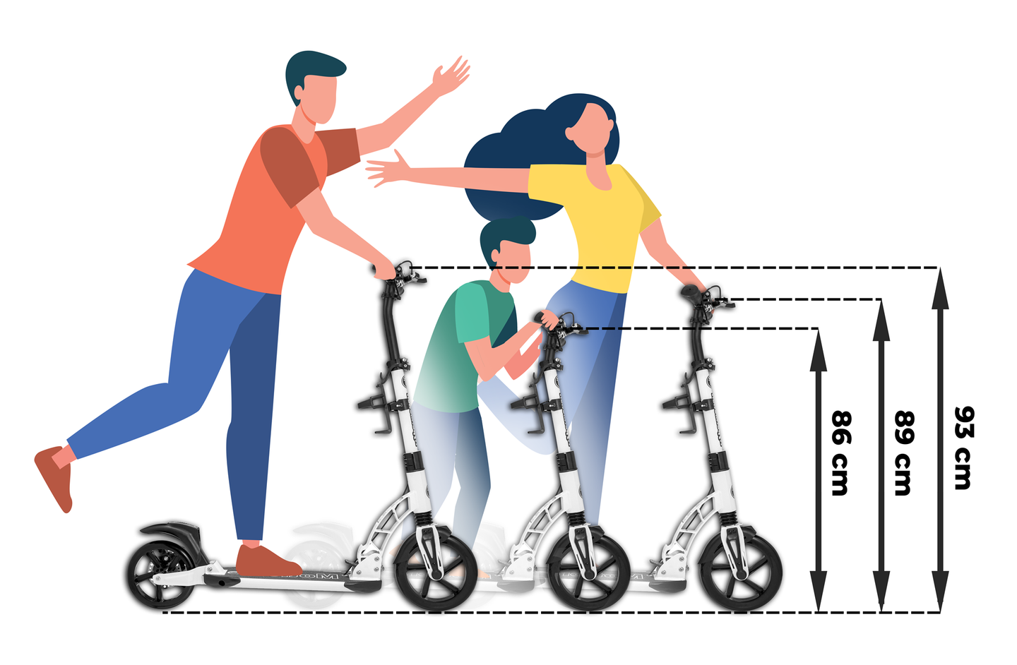 Градски скутер HyperMotion RIVA с надуваеми колела 50 и 40 см