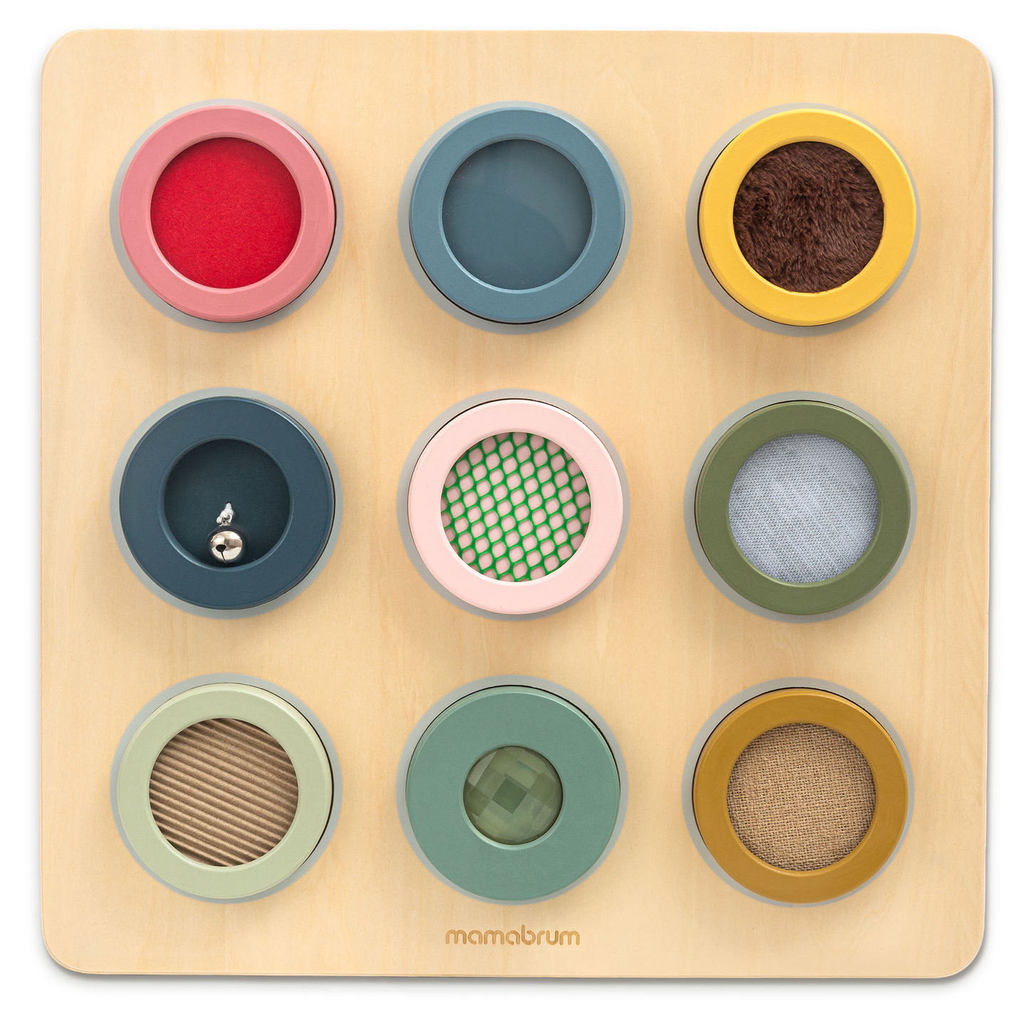 Дървена сензорна дъска Монтесори – 9 текстури за откриване и развитие на чувството за допир