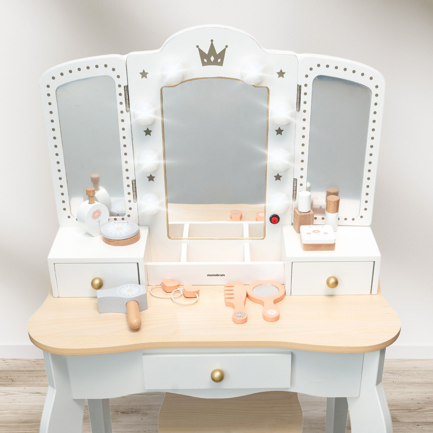 XXL дървена тоалетка със столче и LED осветление за деца + аксесоари