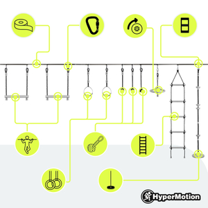 Пътека с нинджа препятствия за деца - комплект HyperMotion slackline - 10 препятствия