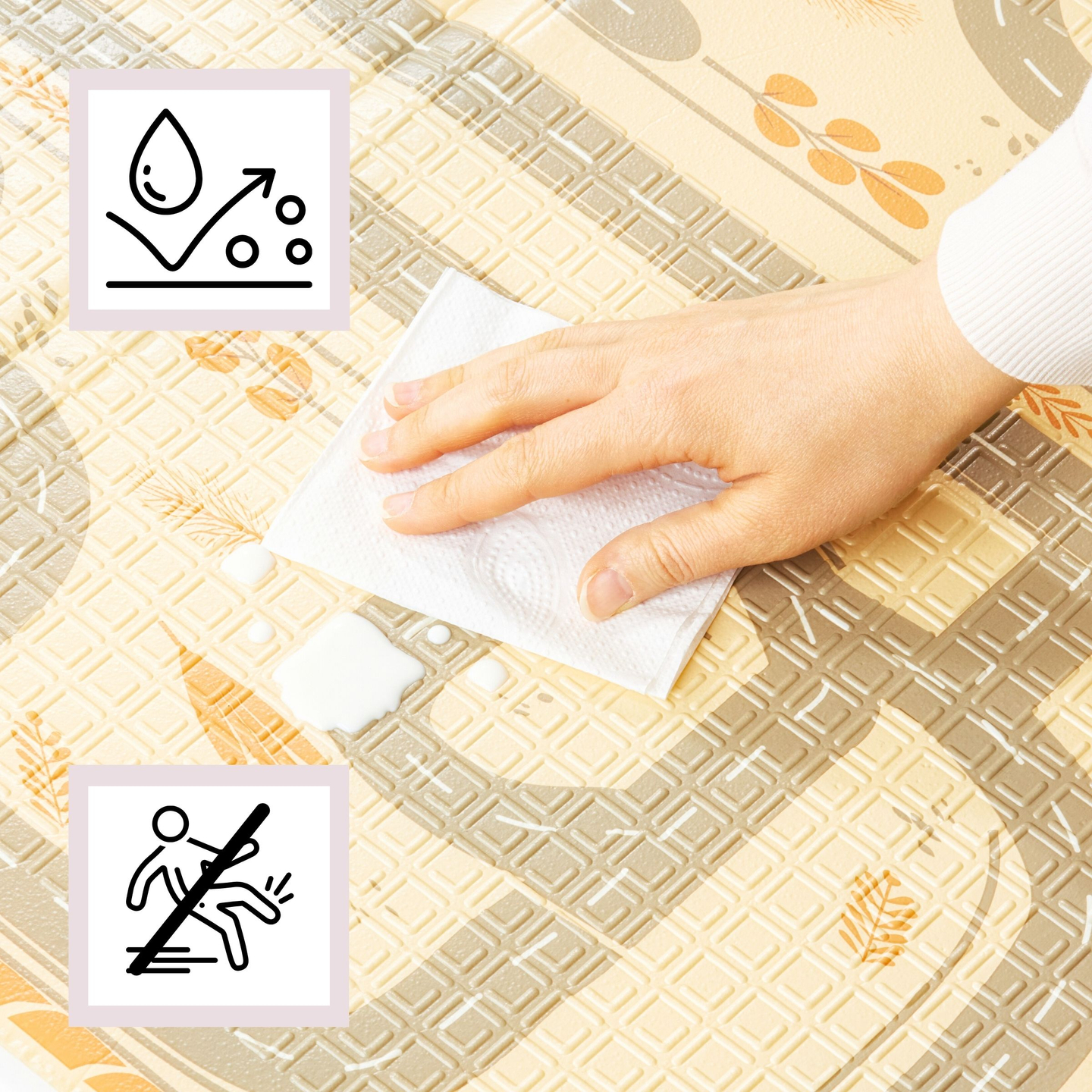 Двустранно сгъваема постелка от дунапрен 180 x 120 x 1cm - Magic Forest/Autumn Streets - boho