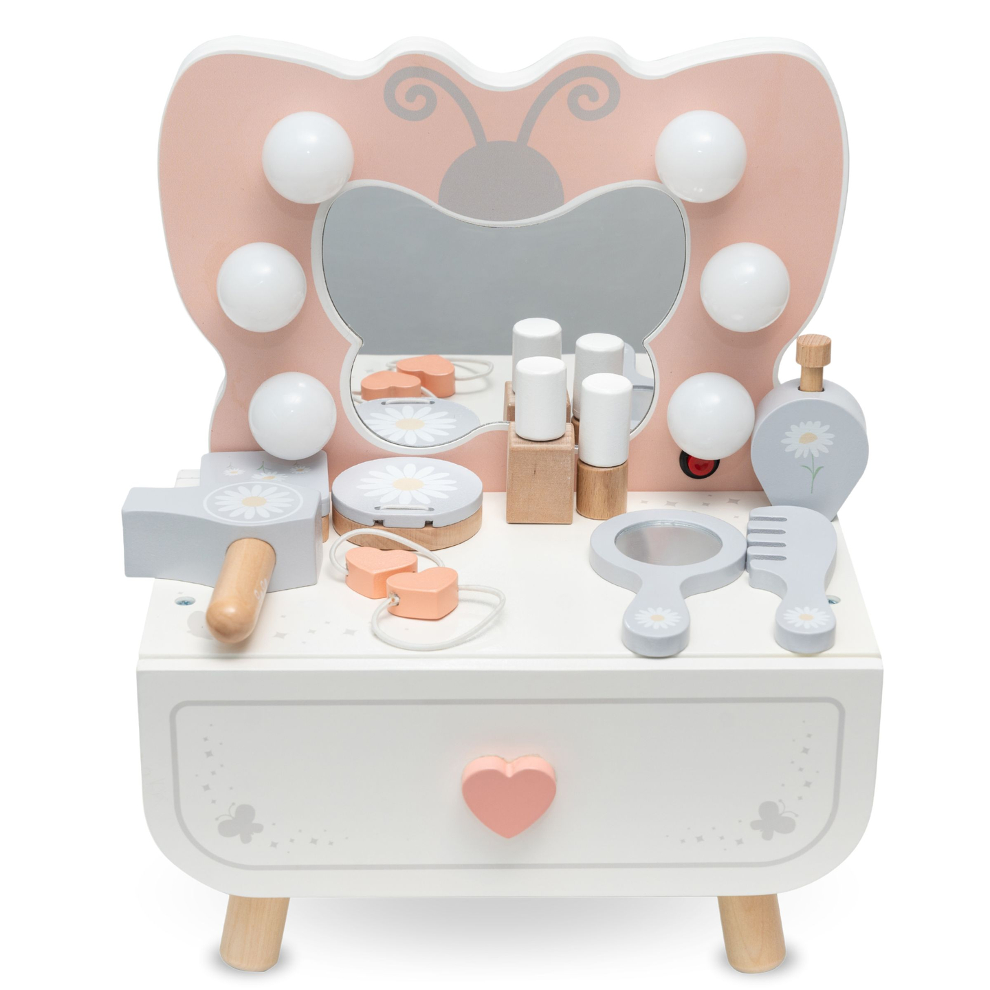 Дървена мини тоалетка с LED осветление - Butterfly