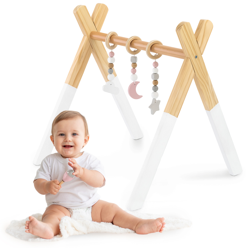 Дървена образователна стойка Baby Gym - бял цвят