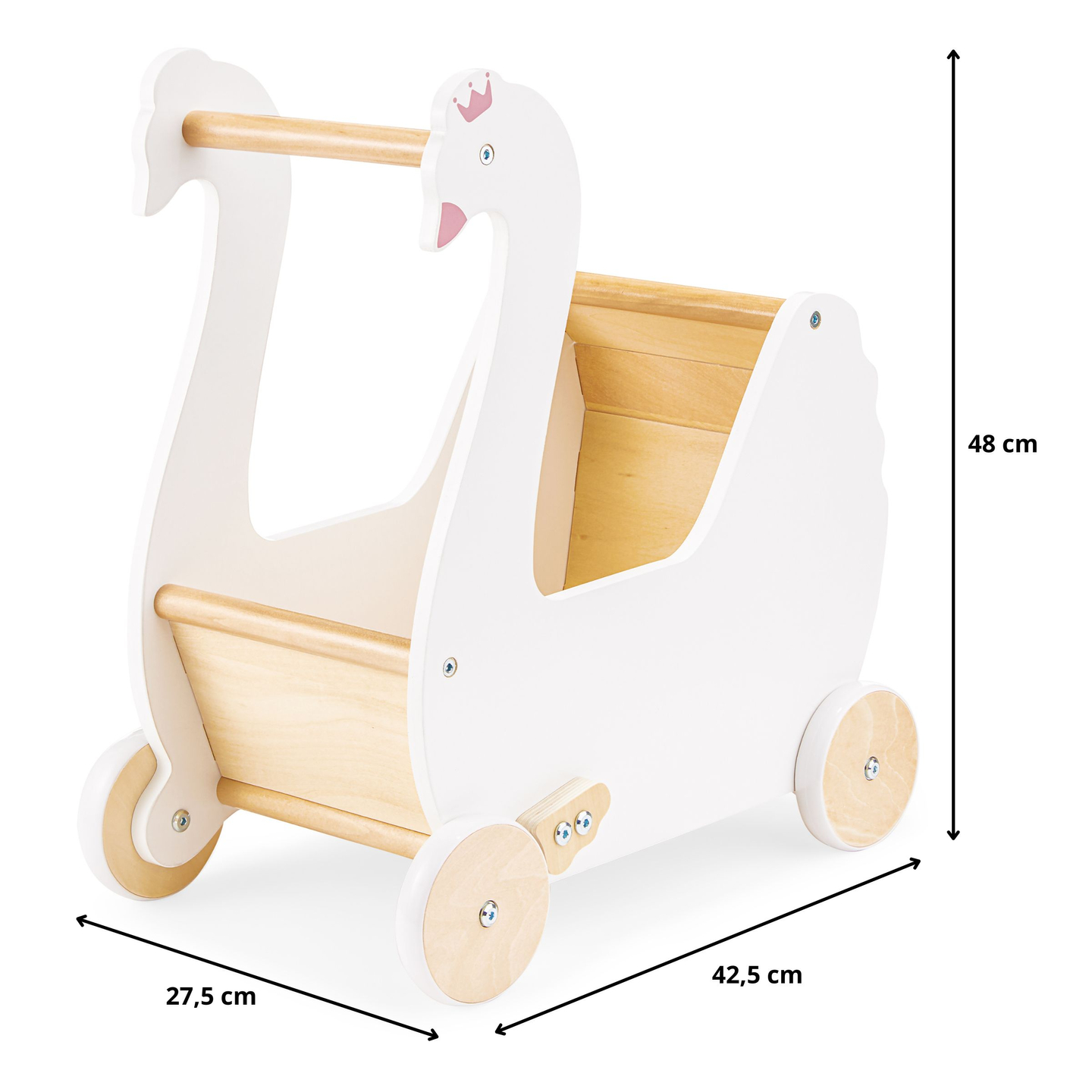 Дървена детска количка за кукли - Swan