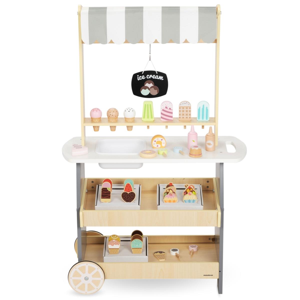Дървен сладоледен салон на колела - количка за сладолед