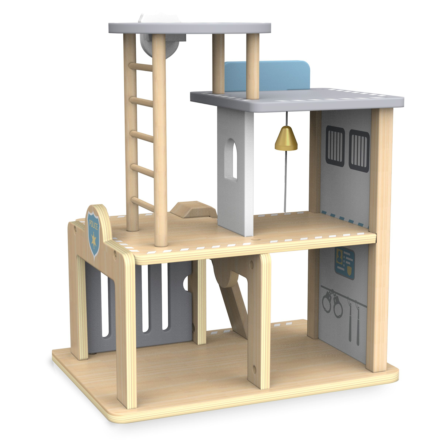 Дървен полицейски участък с аксесоари