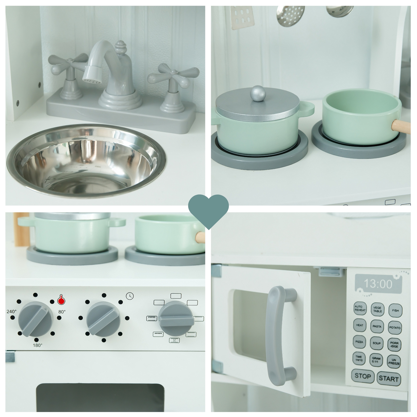 Дървена детска кухня с микровълнова печка