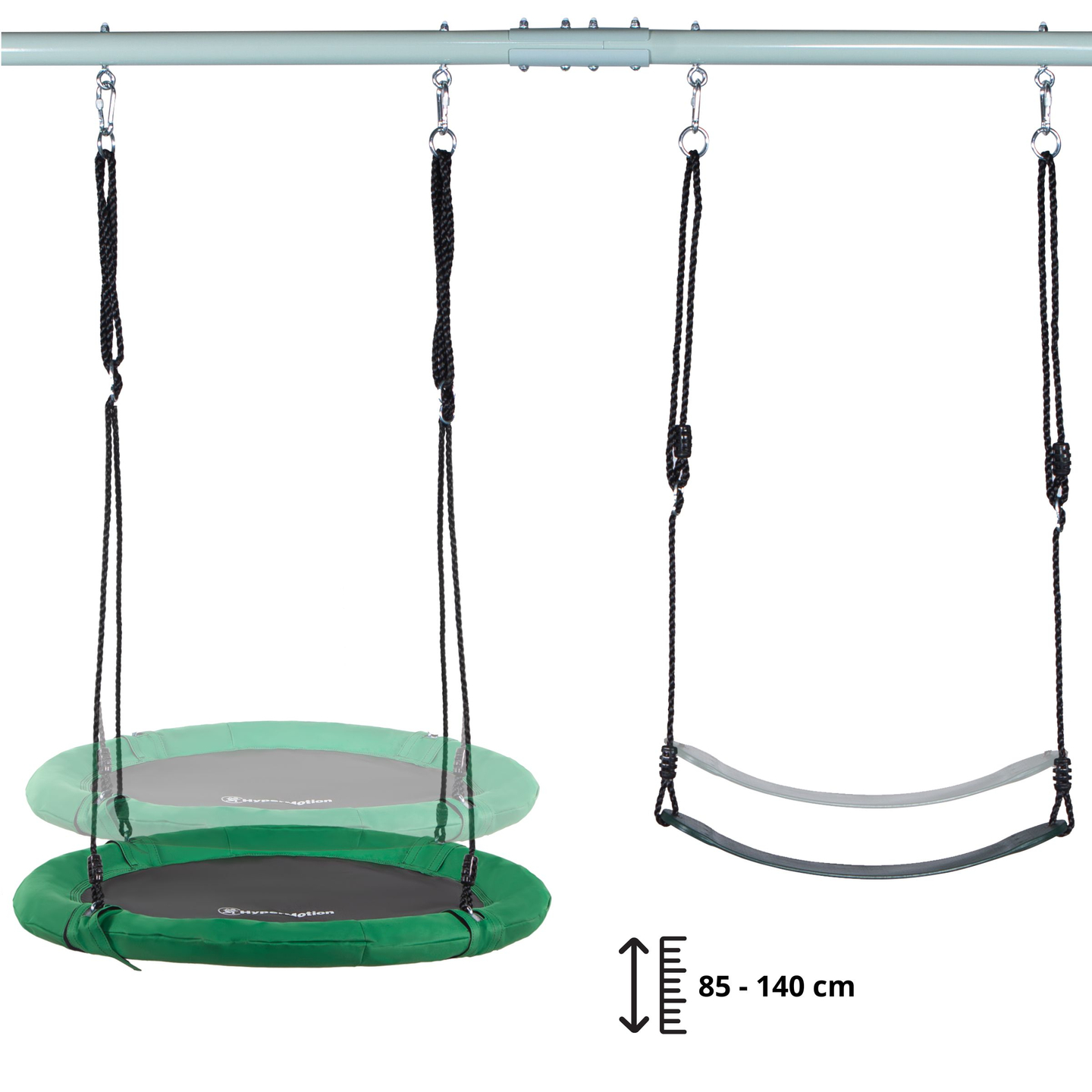 Двойна градинска люлка с рамка и въжета - седалка и щъркелово гнездо