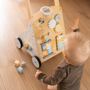 Образователна дървена проходилка 8в1 / бебешки тласкач - манипулационна дъска