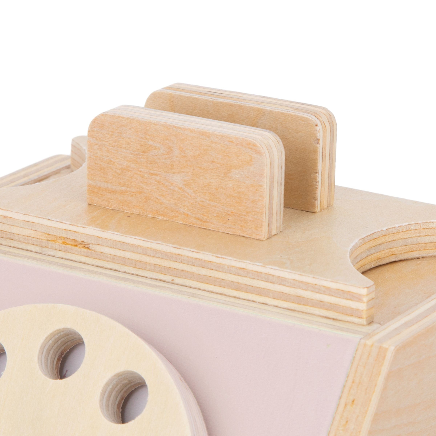 Ретро дървен телефон - пастелно розово