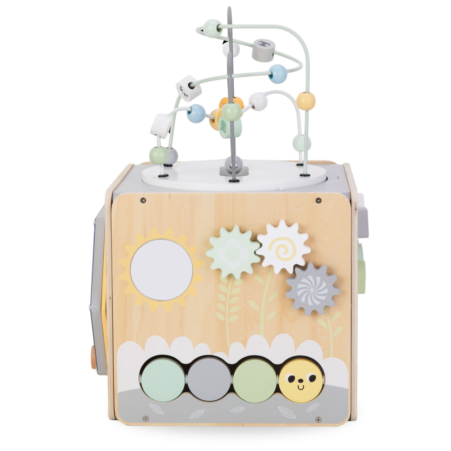 Голямо дървено кубче за занимания с примка - Монтесори