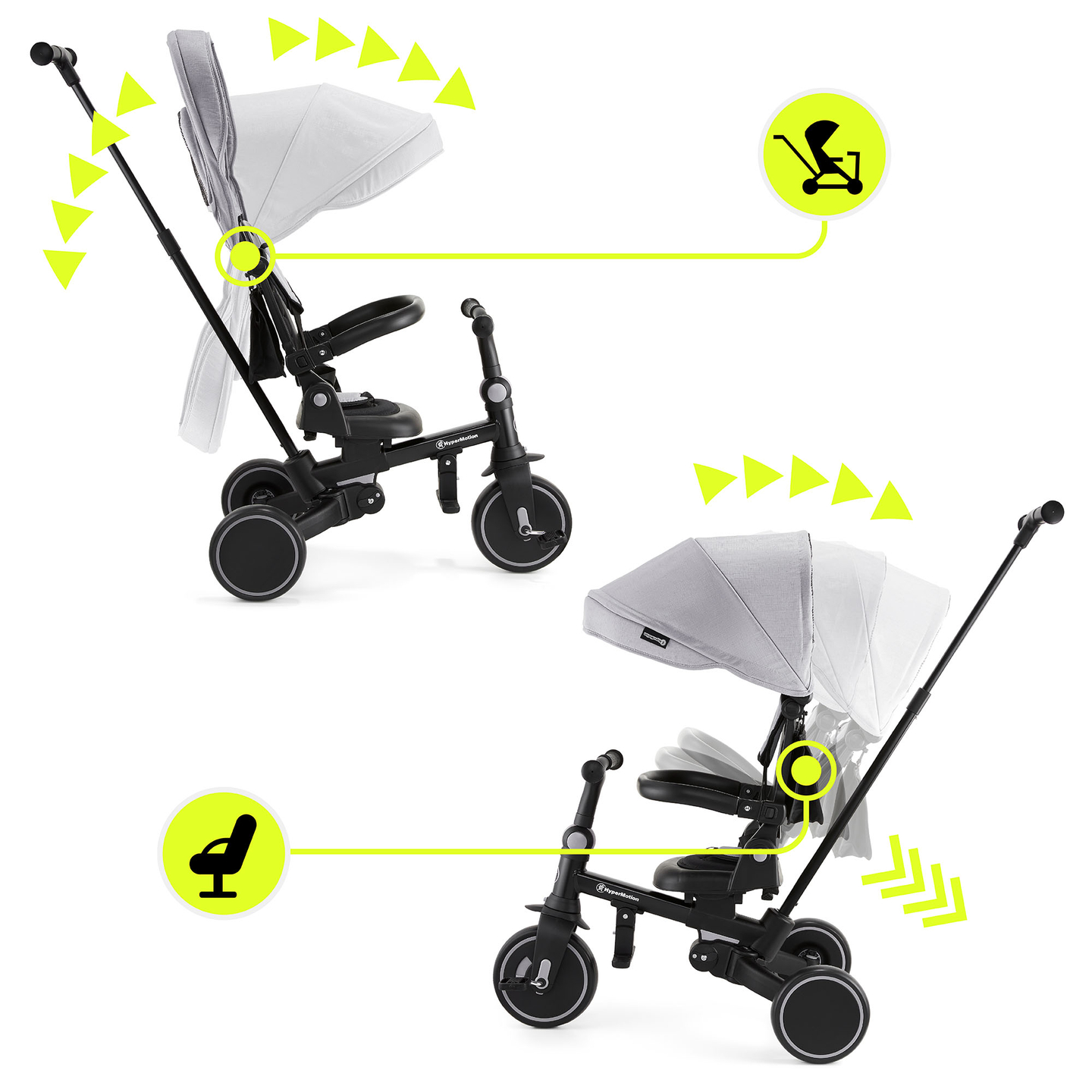 Многофункционална триколка 8в1 TOBI FOREST - сива