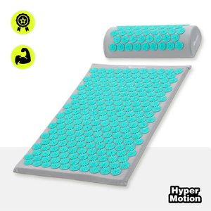 Акупресурна постелка с възглавница и калъф - 72 см HyperMotion сиво-ментово