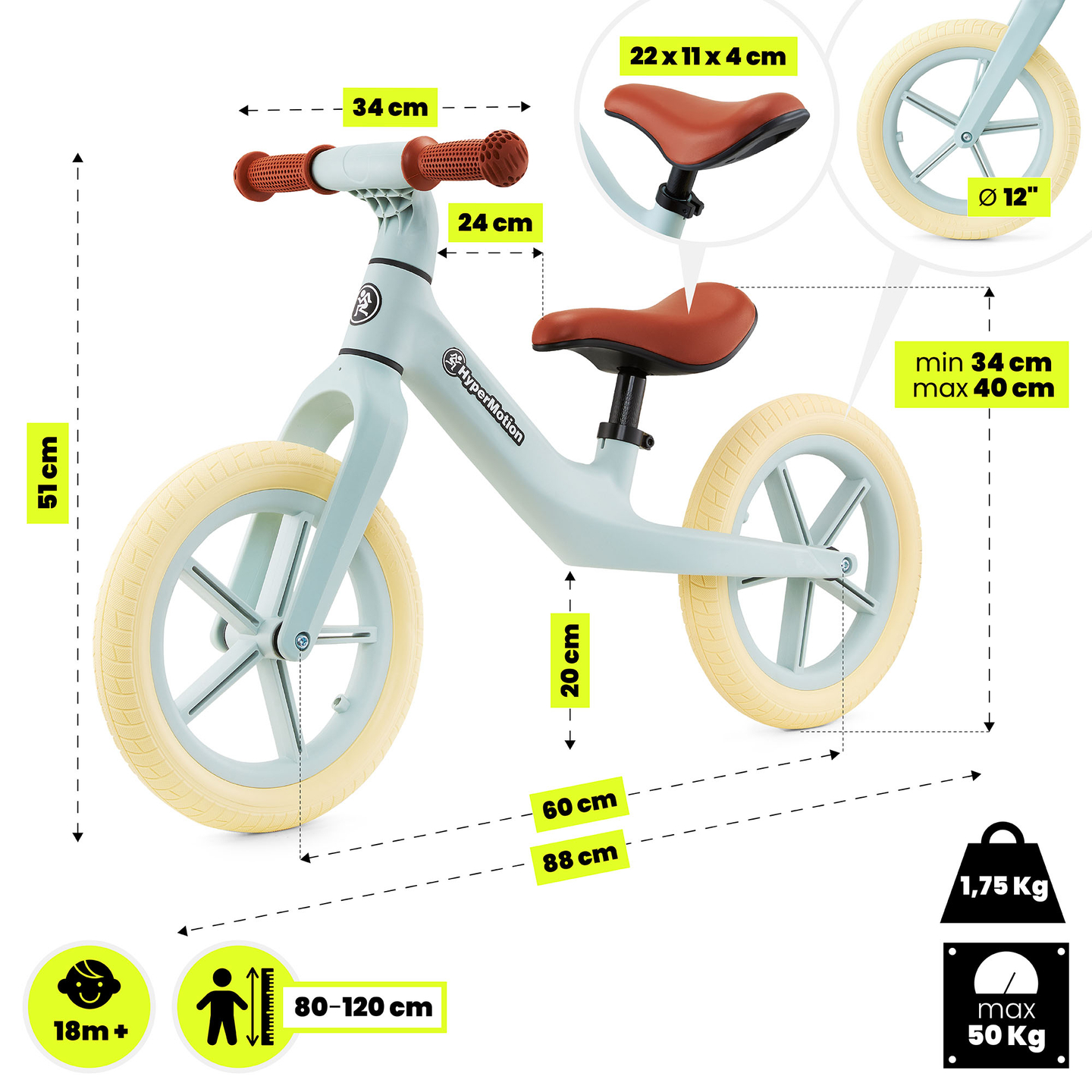 Детски велосипед за крос-кънтри HyperMotion Marcelo - мента