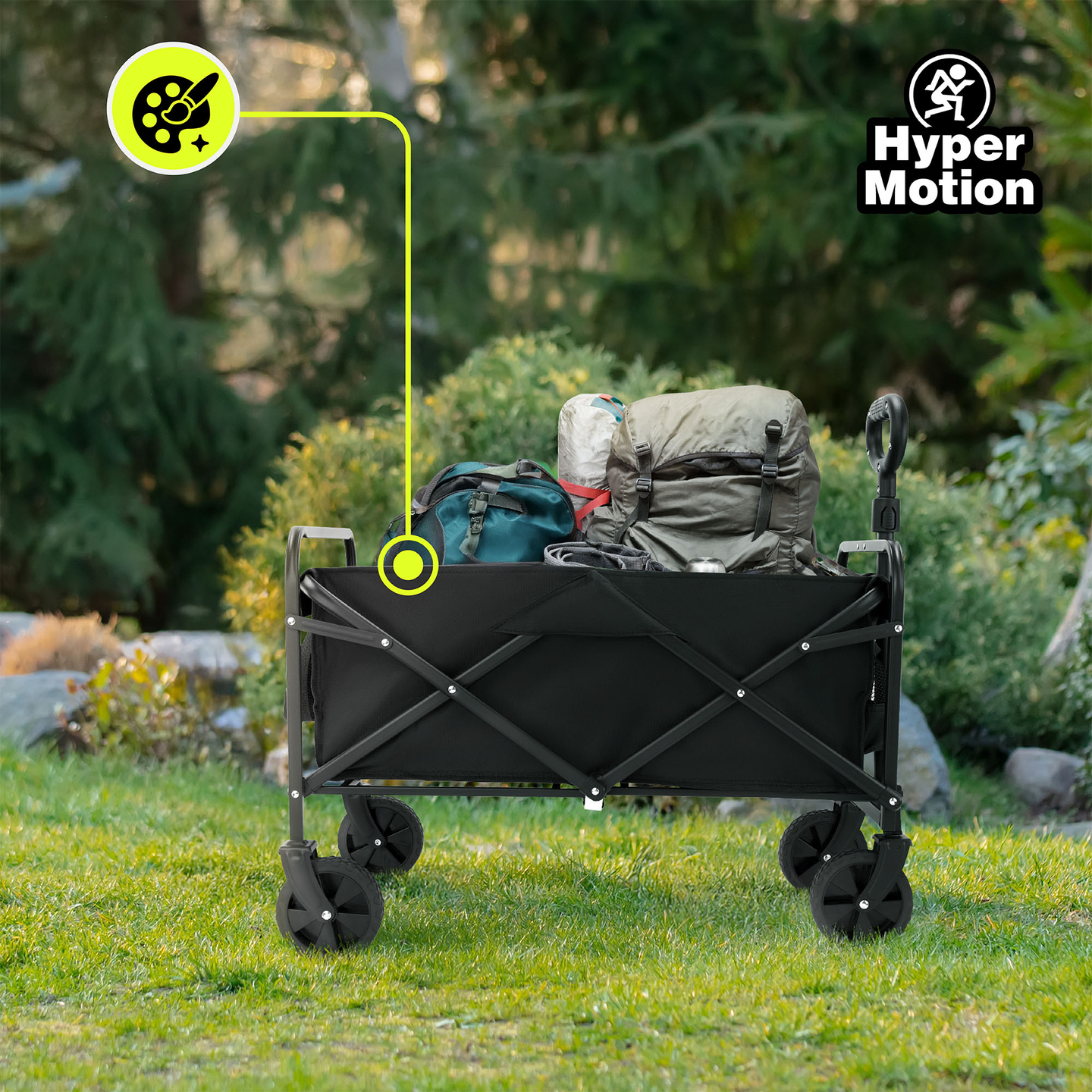 Сгъваема плажна инвалидна количка HyperMotion - черна, 80 кг