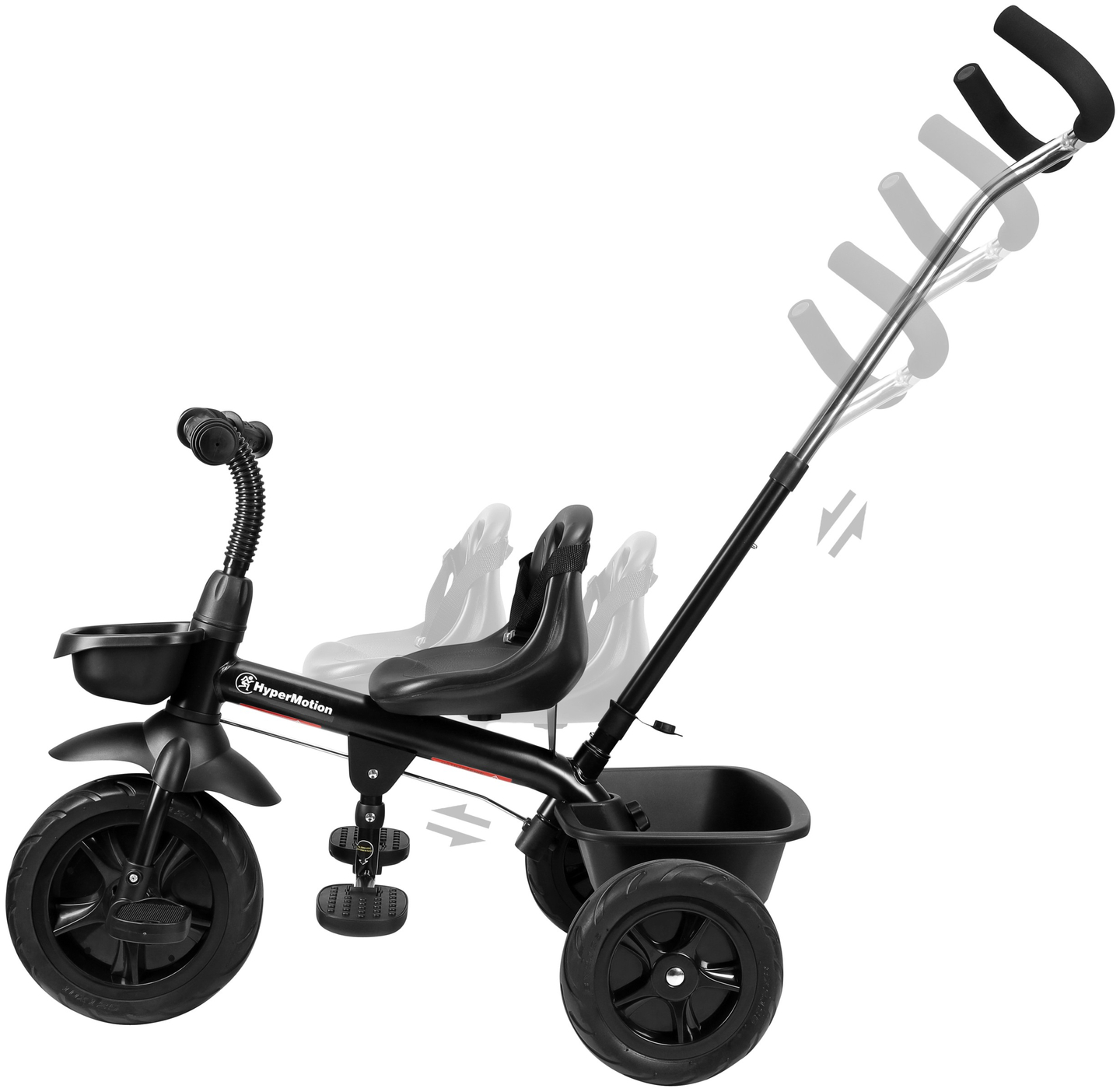 HyperMotion TOBI VECTOR триколка - вечни надуваеми колела + щанга за бутане. Цвят: черен.