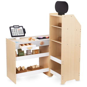 Дървен зеленчуков пазар - голям XXL щанд, магазин с игрален касов апарат