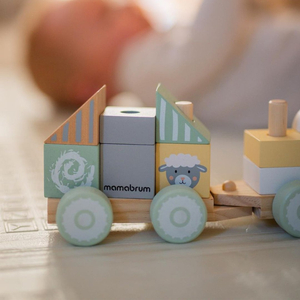Дървено влакче с блокчета за момче - Ферма