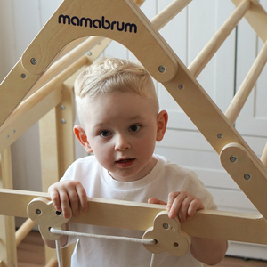 Дървена закрита детска площадка - къщичка със стълби и пързалка