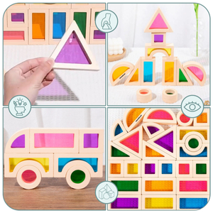 Дървени блокчета Rainbow - 25 елемента