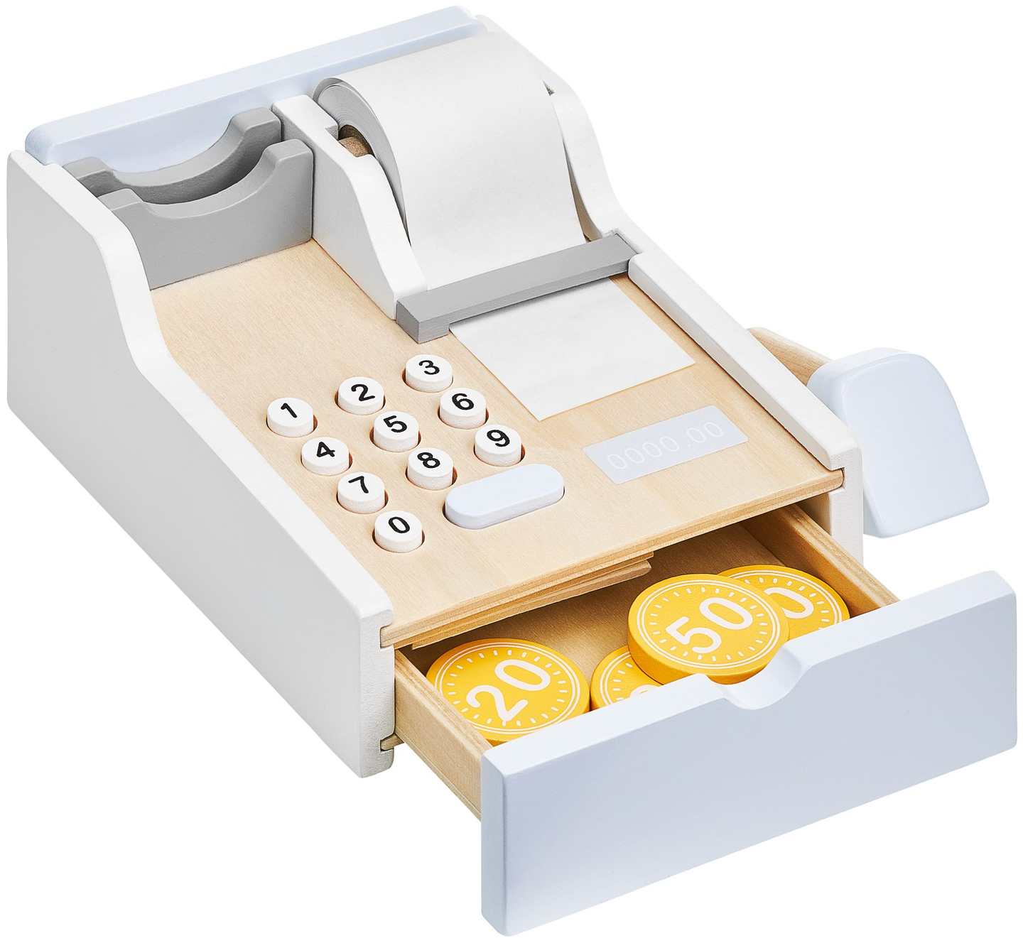 Магазин за зеленчуци - дървен щанд с щайги, касов апарат и терминал