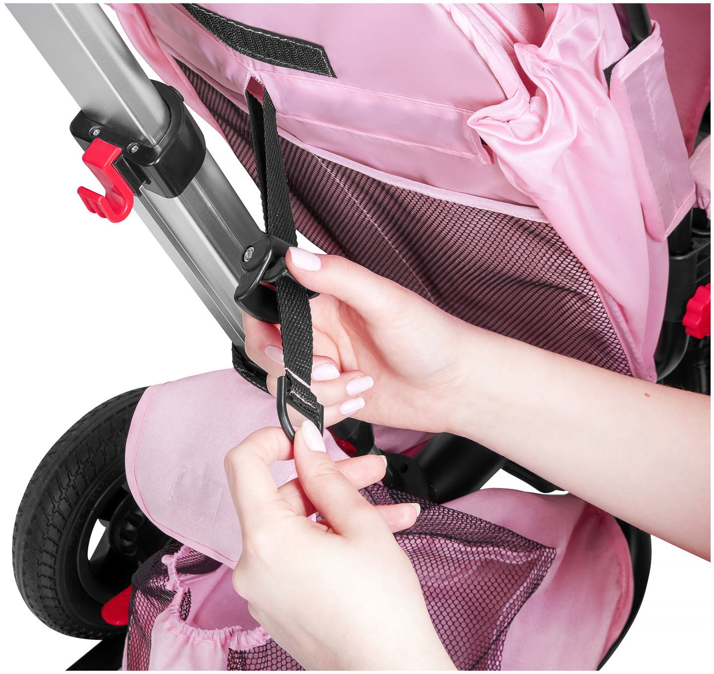 Триколка Tobi Velar + фолио за дъжд - розово