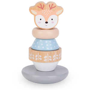 Комплект дървени играчки - цветно преплитане, пирамида "Елен", сортировчик "Пингвин