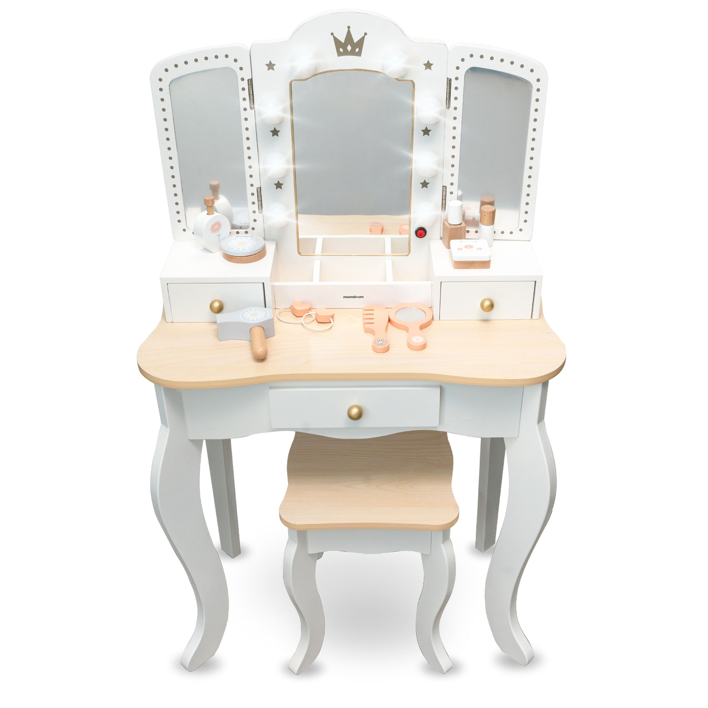 XXL дървена тоалетка със столче и LED осветление за деца + аксесоари