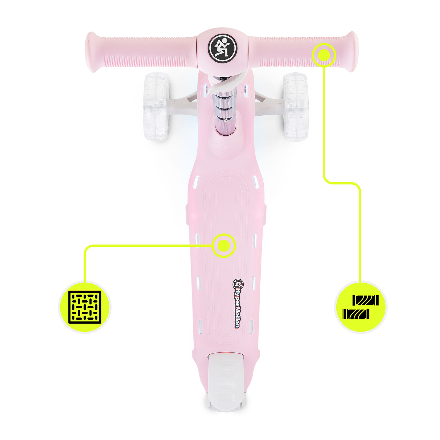 Тротинетка за баланс HyperMotion BECKY - RGB LED осветление, розова