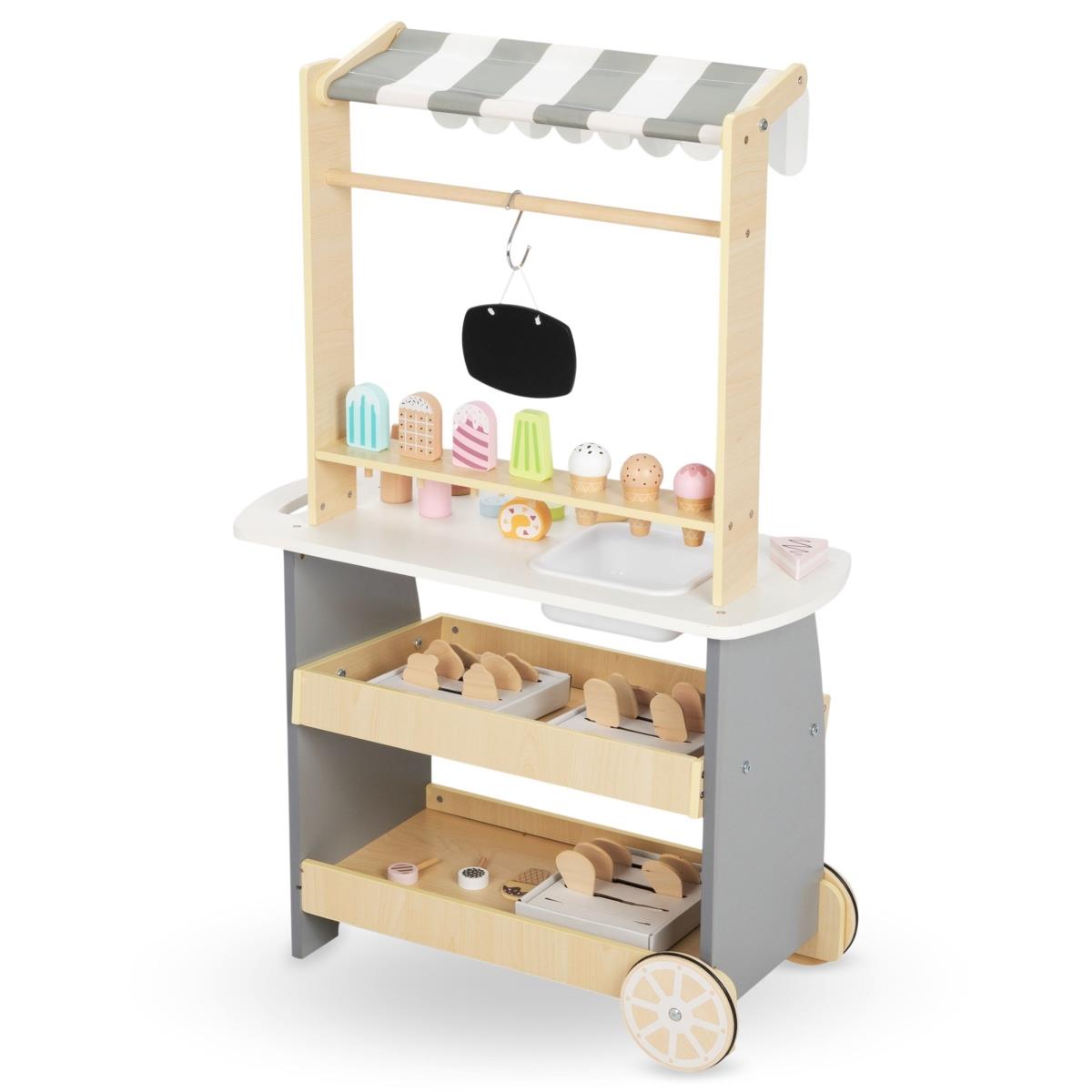 Дървен сладоледен салон на колела - количка за сладолед