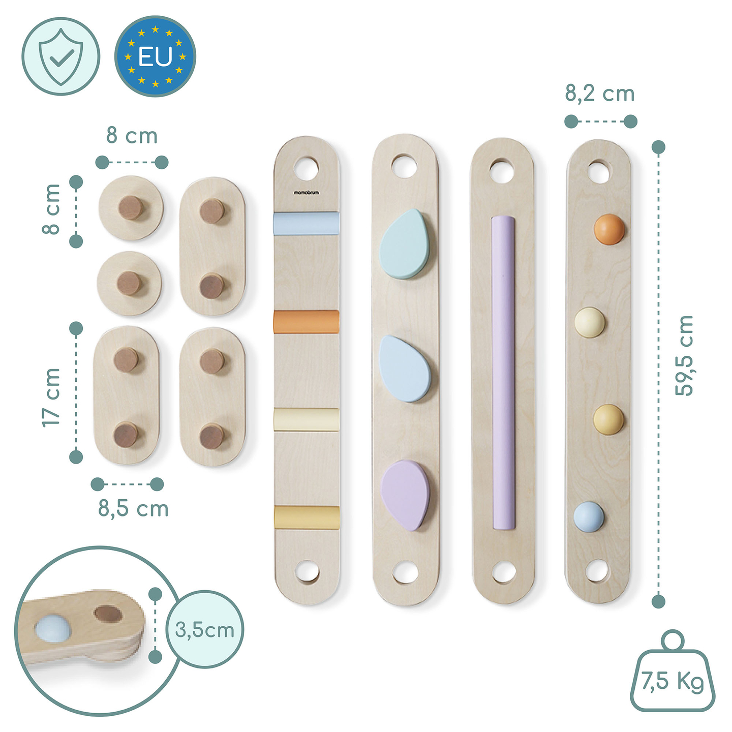 Голяма дървена сензорна пътека - пътека за баланс - 9 елемента