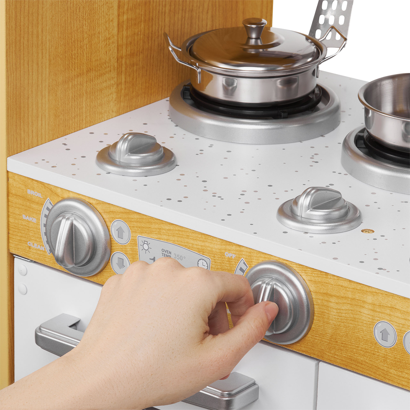 XXL дървена кухня с LED осветление, престилка и аксесоари