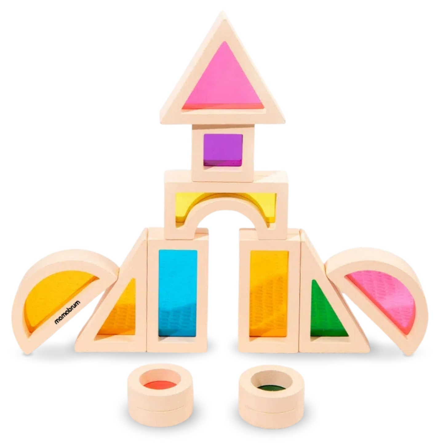 Дървени блокчета Rainbow - 25 елемента
