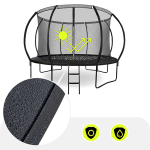 XXL градински батут за деца HyperMotion - 366 см 12 фута - със стълба и вътрешна мрежа - за дома и градината - 150 кг макс