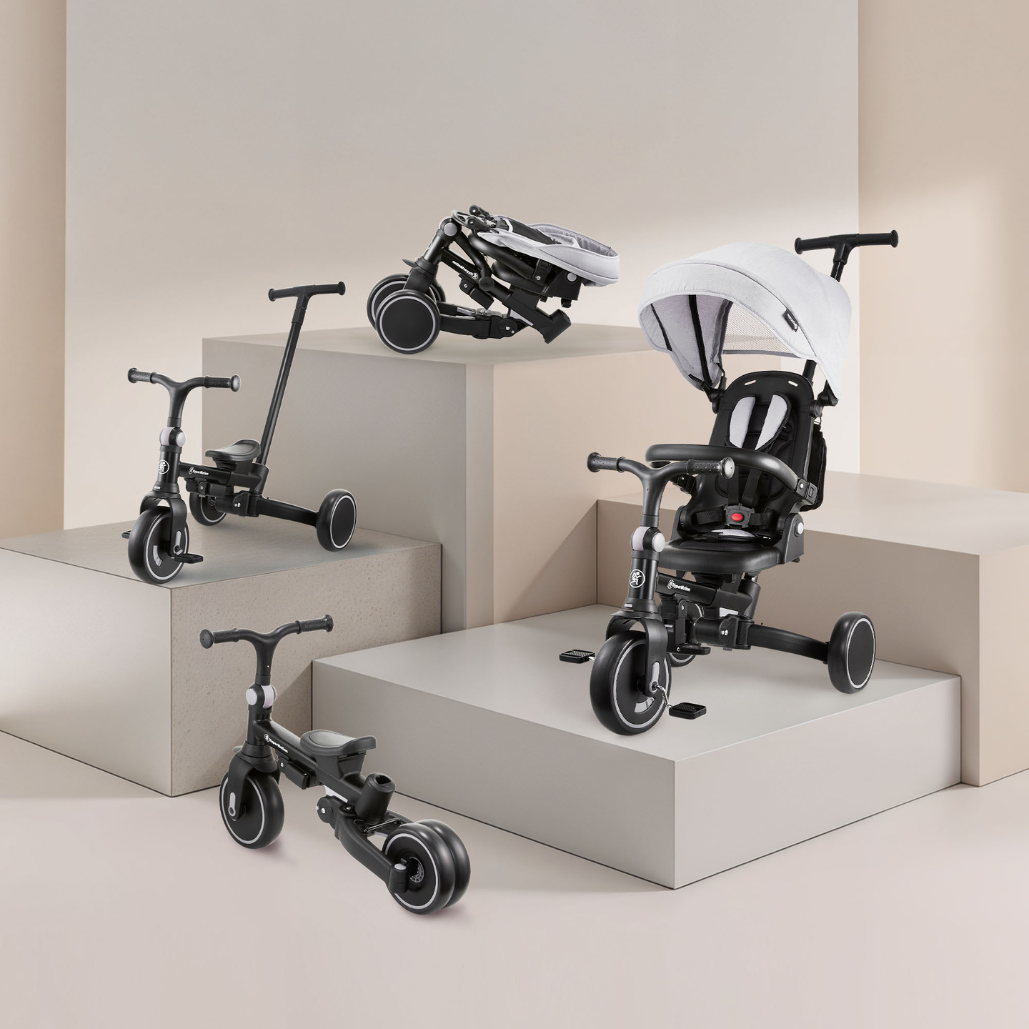 Многофункционална триколка 8в1 TOBI FOREST - сива